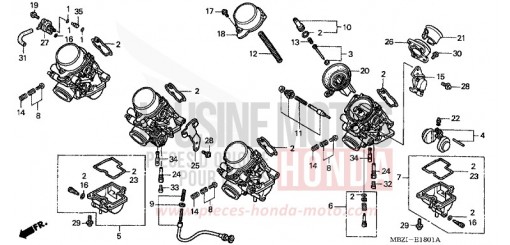 CARBURATEUR (PIECES CONSTITUTIVES) (1) CB600F22 de 2002